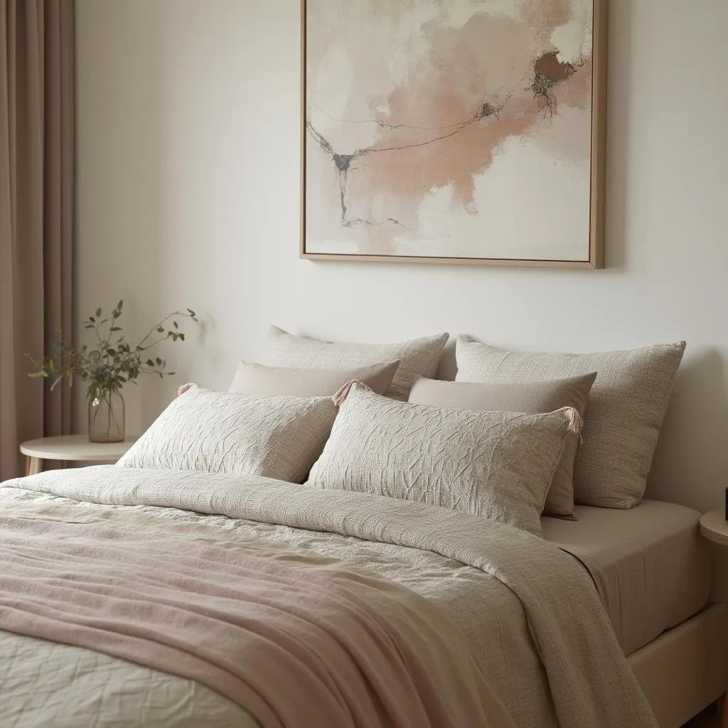 Dormitorio sereno con paleta de colores pastel